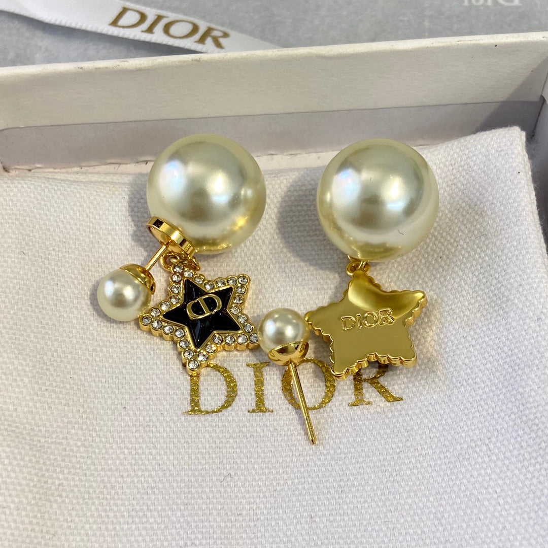 Dior Black Star Earrings