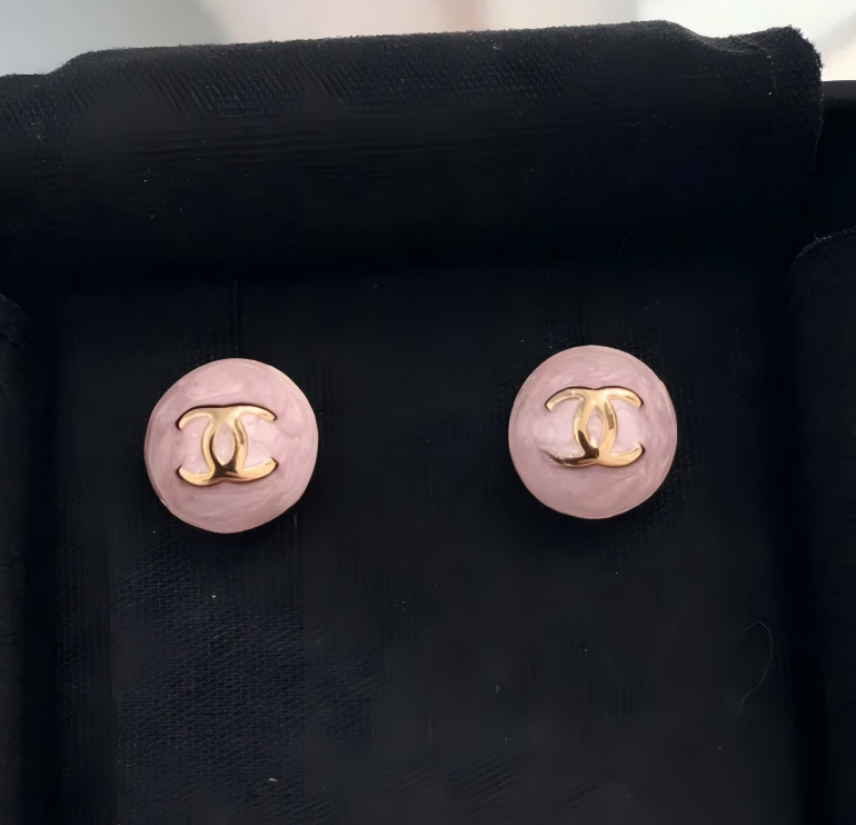 Chanel Pink Round Earrings