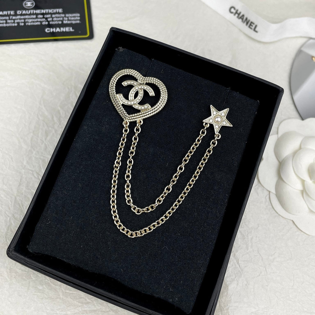 Chanel Heart Star Brooch