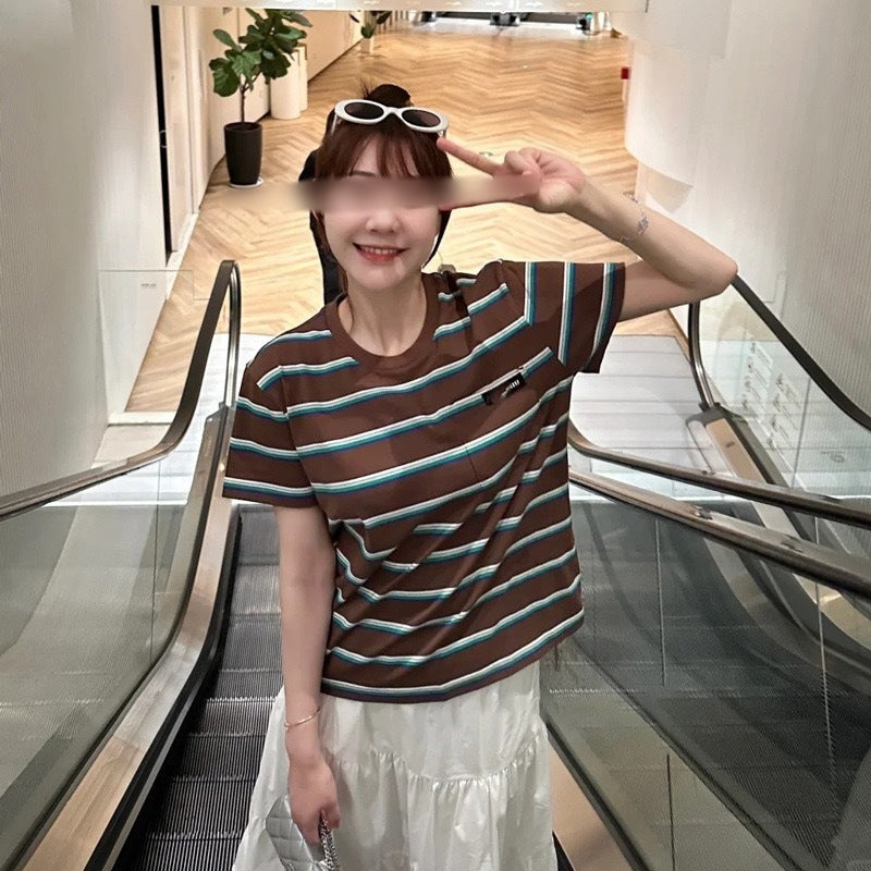 Miu Miu Strip Short Sleeve Shirt