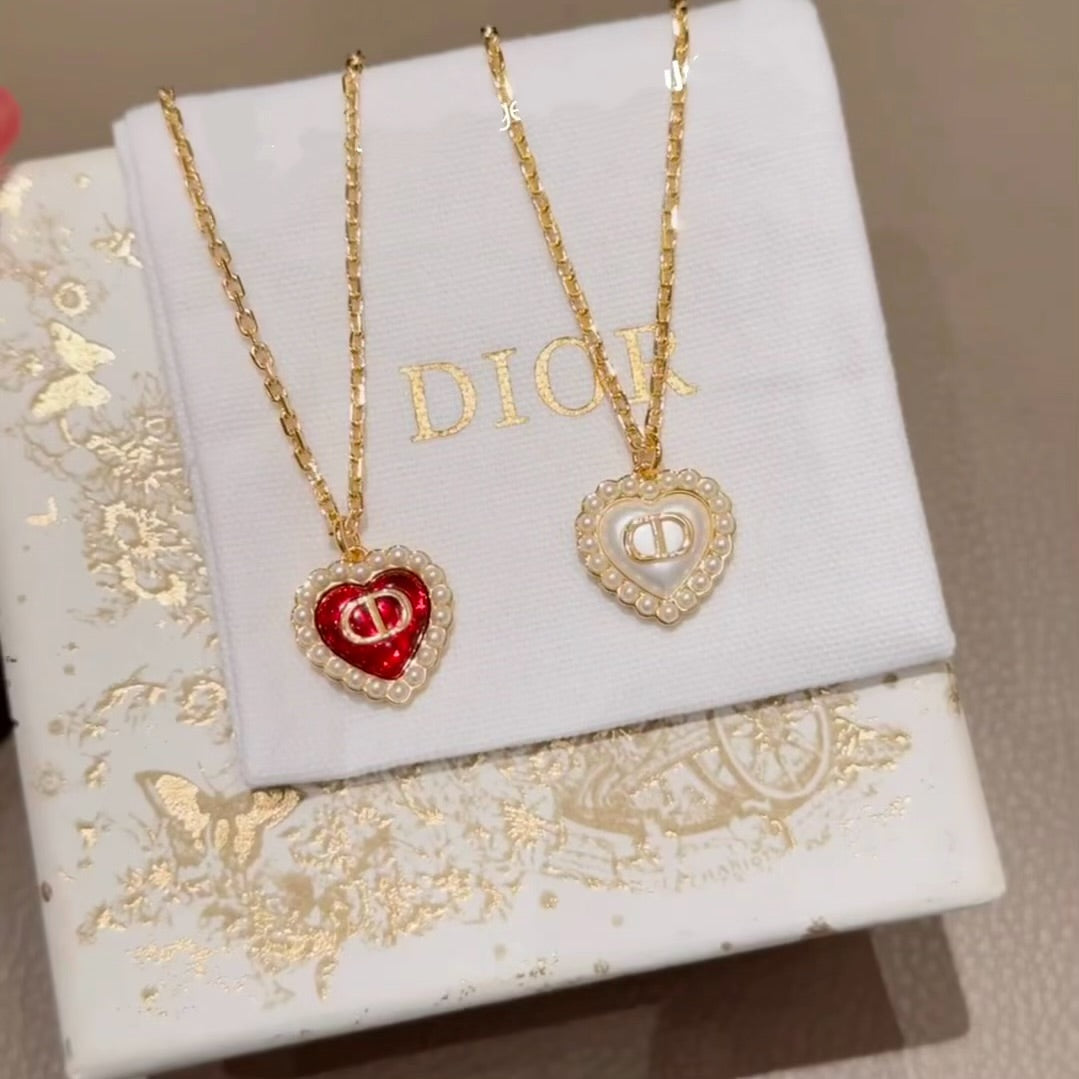 Dior Diamond Heart Necklace Bracelet Earrings
