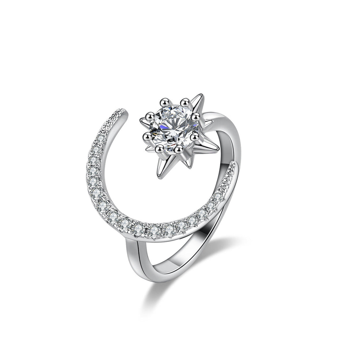Moon Shape 1CT Moissanite Ring