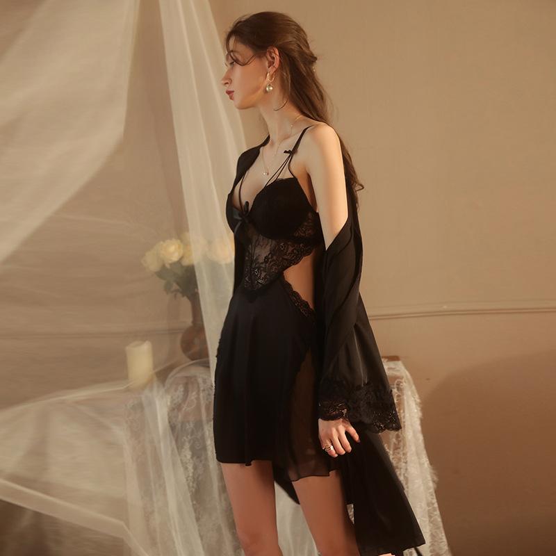 French Lace Sleep Dress with Gown