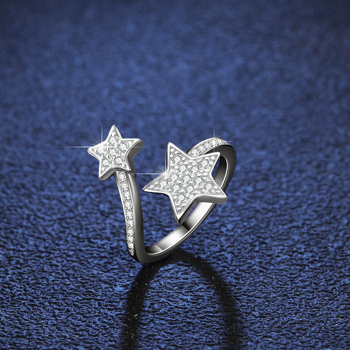 Full Moissanite Double Star Crossover Moissanite Ring