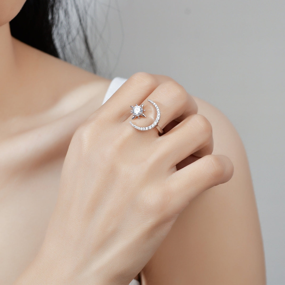 Moon Shape 1CT Moissanite Ring