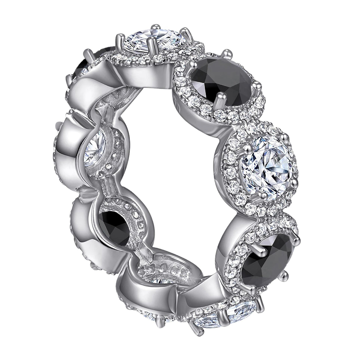 5ct Round Halo Eternity Band Moissanite Rings