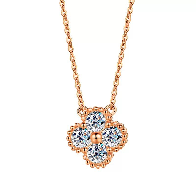 Moissanite Dainty Clover Necklace Bracelet Earrings