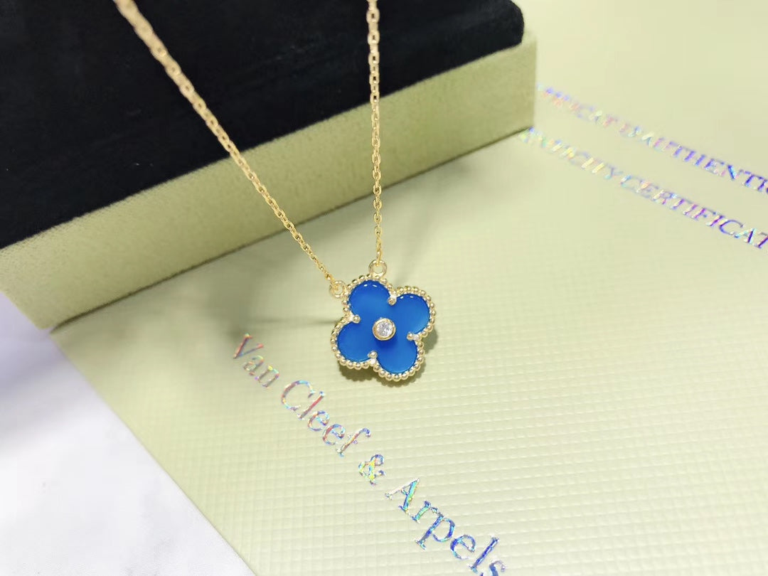 VCA Blue Clover Necklace Bracelet