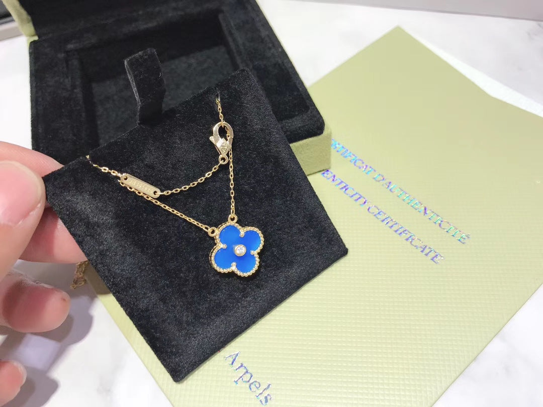 VCA Blue Clover Necklace Bracelet