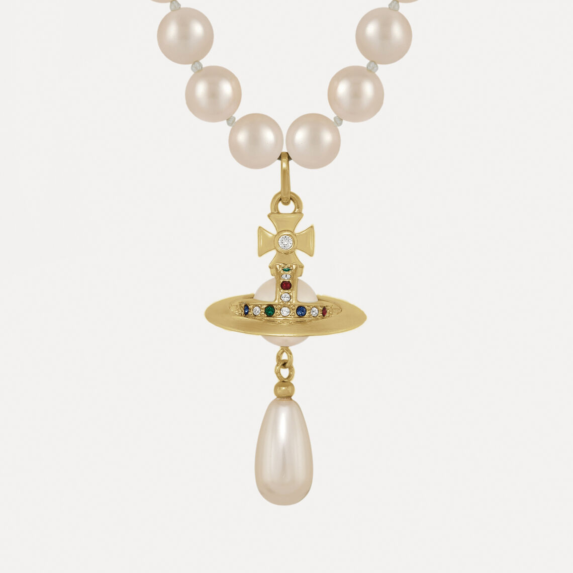 Vivienne Westwood One Row Pearl Drop Choker Necklace Earrings