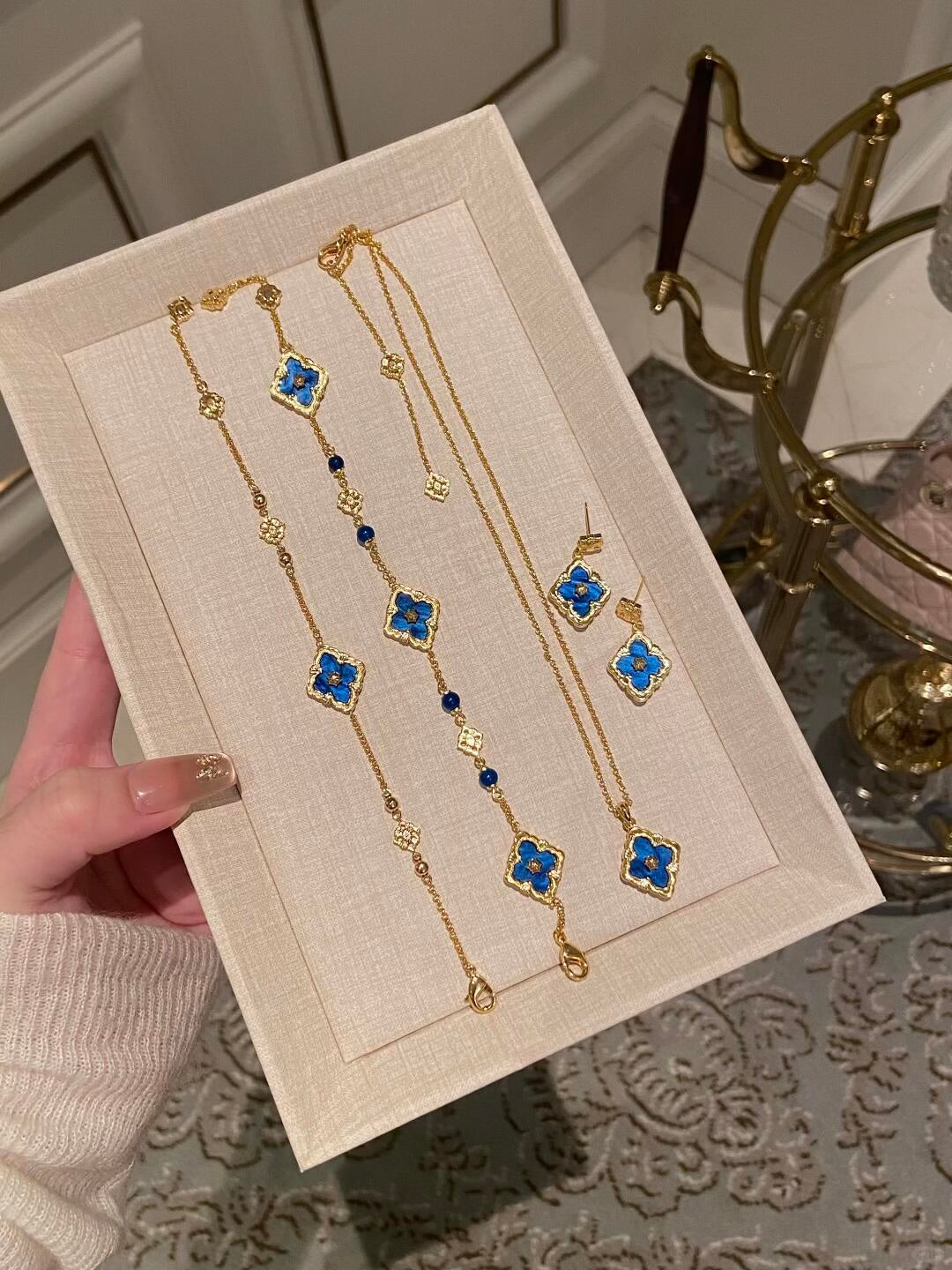 Buccellati Blue Necklace Bracelet Earrings