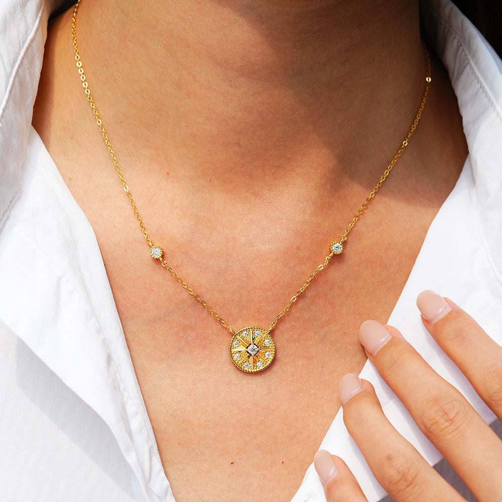 Six-pointed Star Pendant 14K Gold Plated Moissanite Necklace