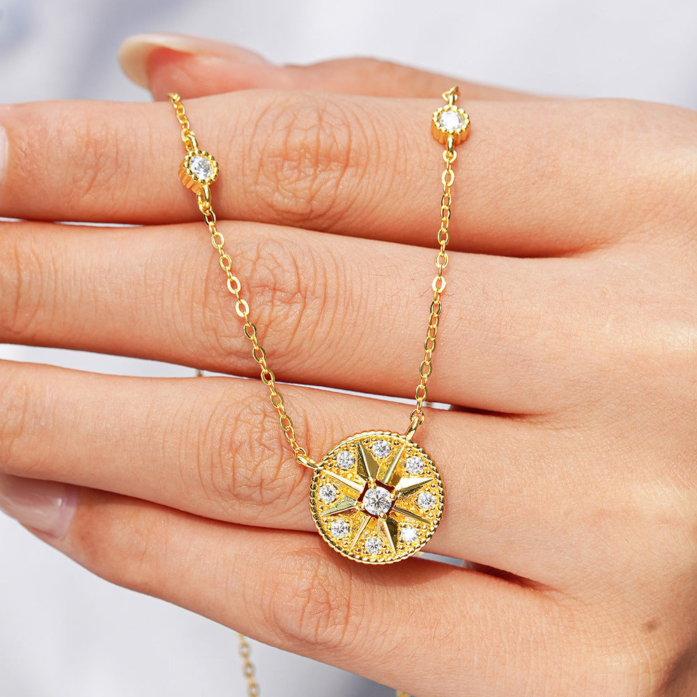 Six-pointed Star Pendant 14K Gold Plated Moissanite Necklace