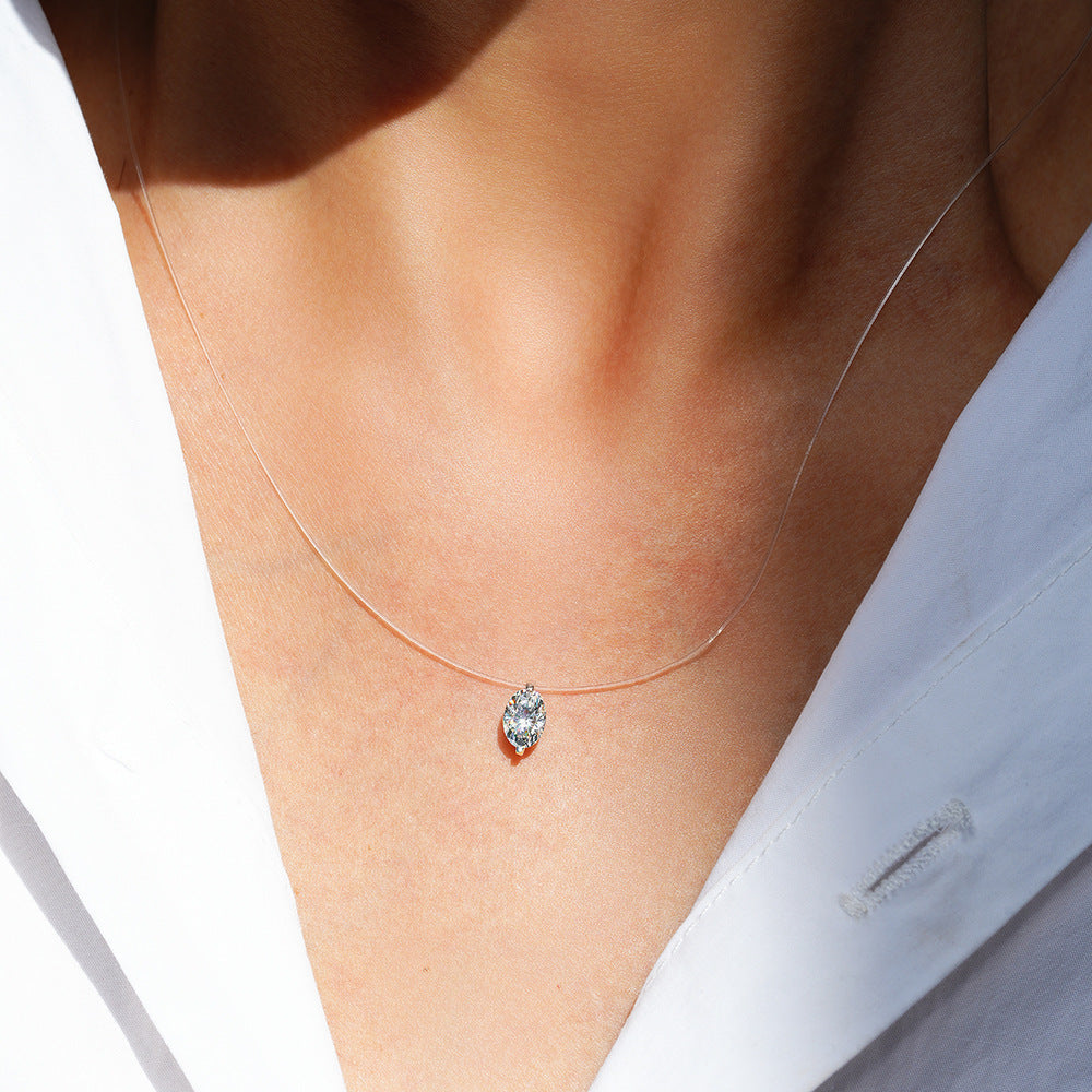1 Carat Round-Marquise Moissanite Mermaid Tears Pendant Necklace