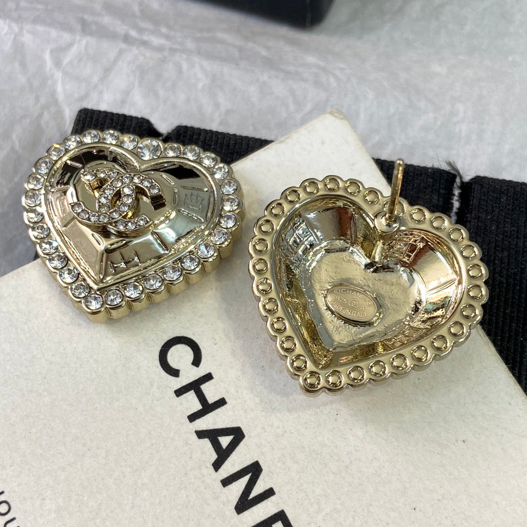 Chanel Gold Heart Earrings