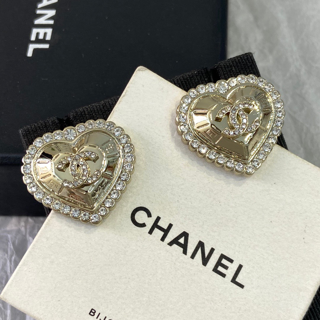 Chanel Gold Heart Earrings