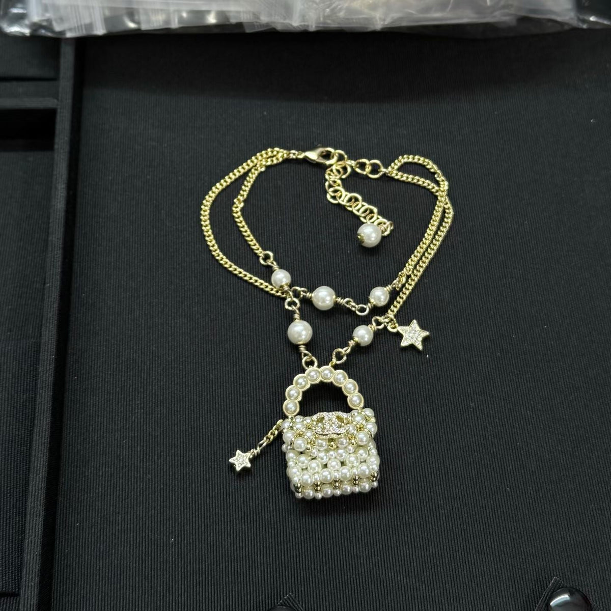 Chanel Pearl Bag Necklace Bracelet Earrings