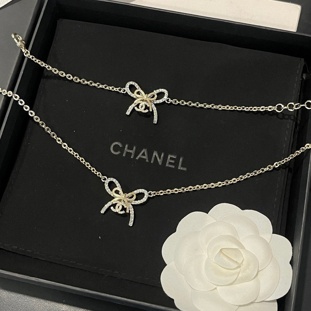 Chanel Double Knot Necklace Bracelet Earrings