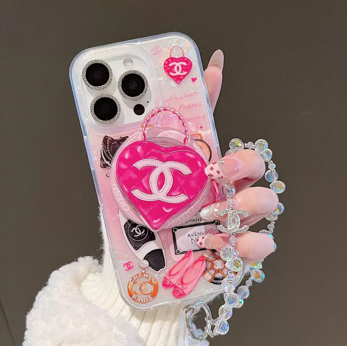 Chanel Pink Phone Case (Charm+Case+Socket)