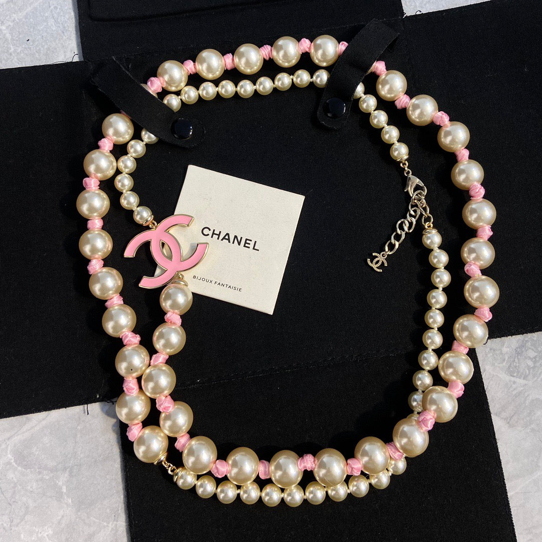 Chanel Pink Pearl Necklace