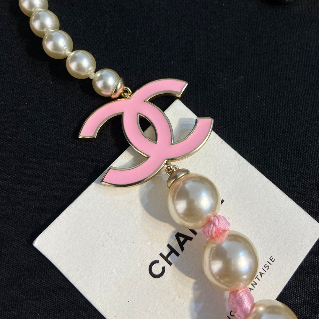 Chanel Pink Pearl Necklace