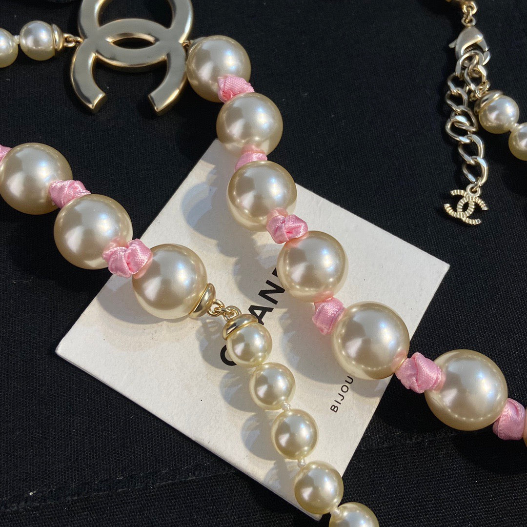 Chanel Pink Pearl Necklace