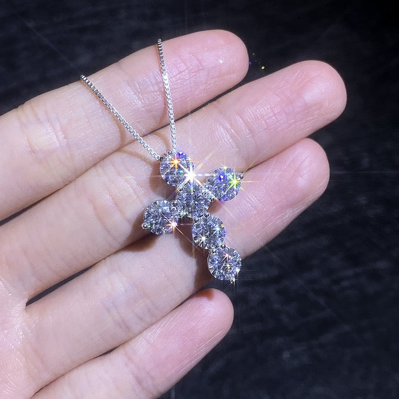 5 Carats Cross Moissanite Necklace