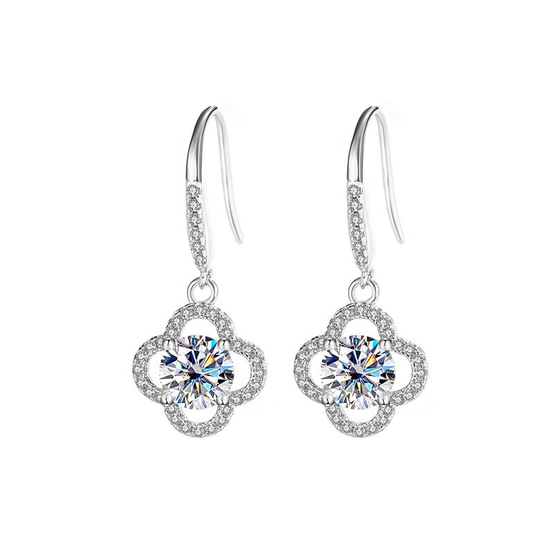 Moissanite Four Leaf Clove Earrings