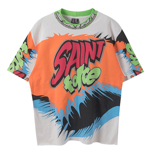 SAINT MICHAEL  Graphic-Print Cotton T-Shirt
