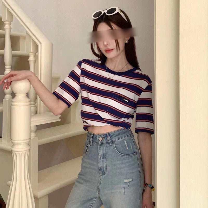 Miu Miu Strip Short Sleeve Shirt