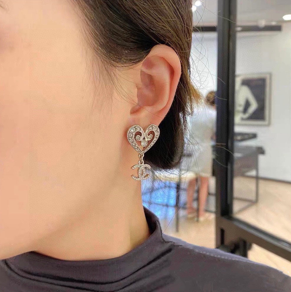 Chanel Heart Diamond Earrings