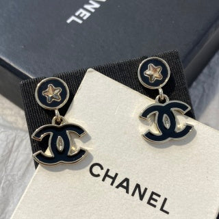 Chanel Black Enamel Earrings